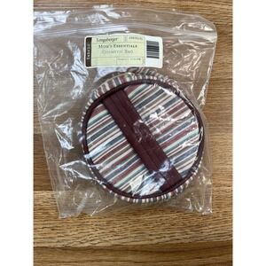 Longaberger Fabric Mom's Essentials‎ Cosmetic Bag in Market Stripe Zip Close NEW